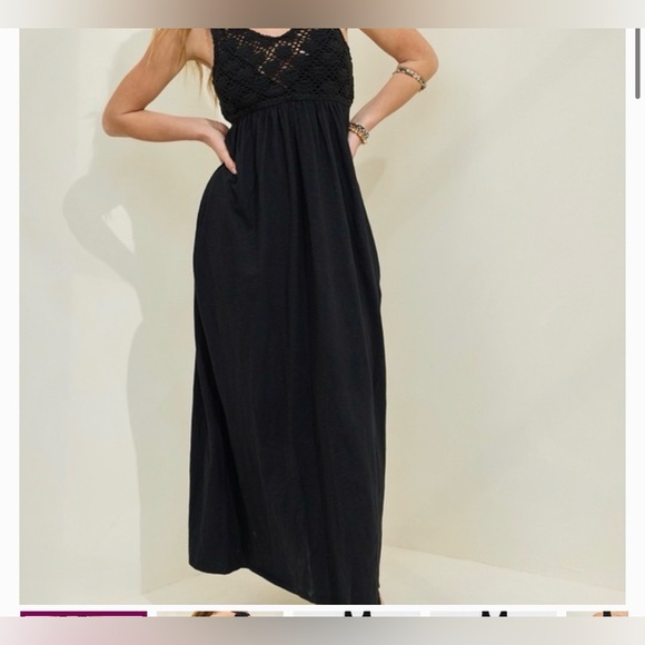 aerie Dresses & Skirts - Aerie Cotton Crochet Black Maxi Dress-L